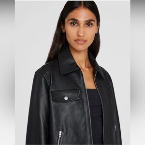 Club Monaco Zip-Front Leather Jacket S